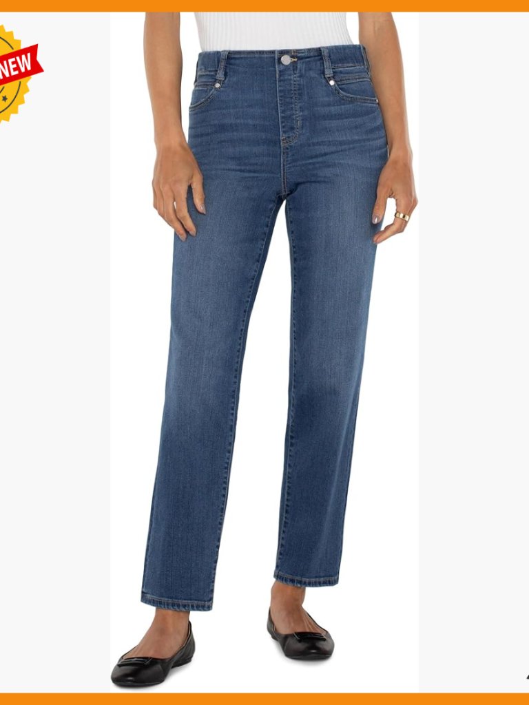 Mid-Rise Slim Pull-On Denim Jeans, Stretch Twisted Seam Flare Leg